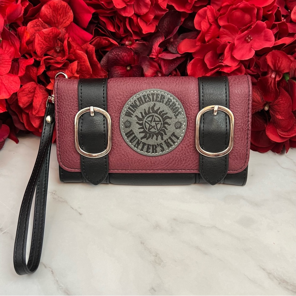 Supernatural Black and Maroon Pentagram Clutch Wallet Wristlet